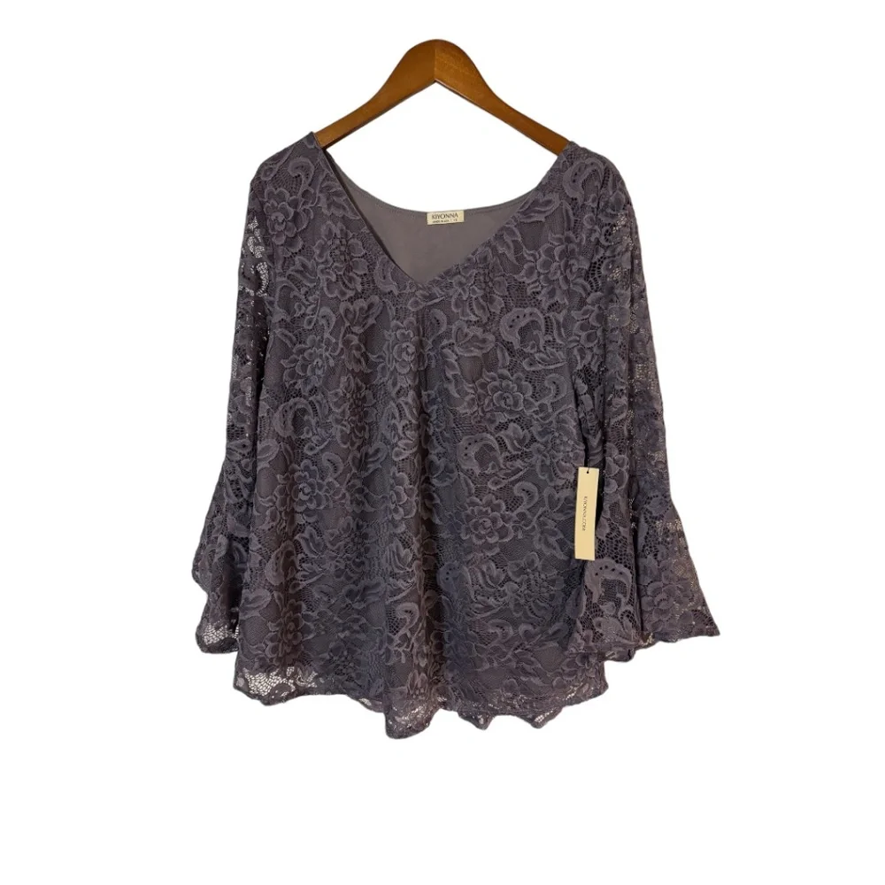 NWT Kiyonna Plus Purple Lauren Lace Top Size 0 - Picture 4 of 5